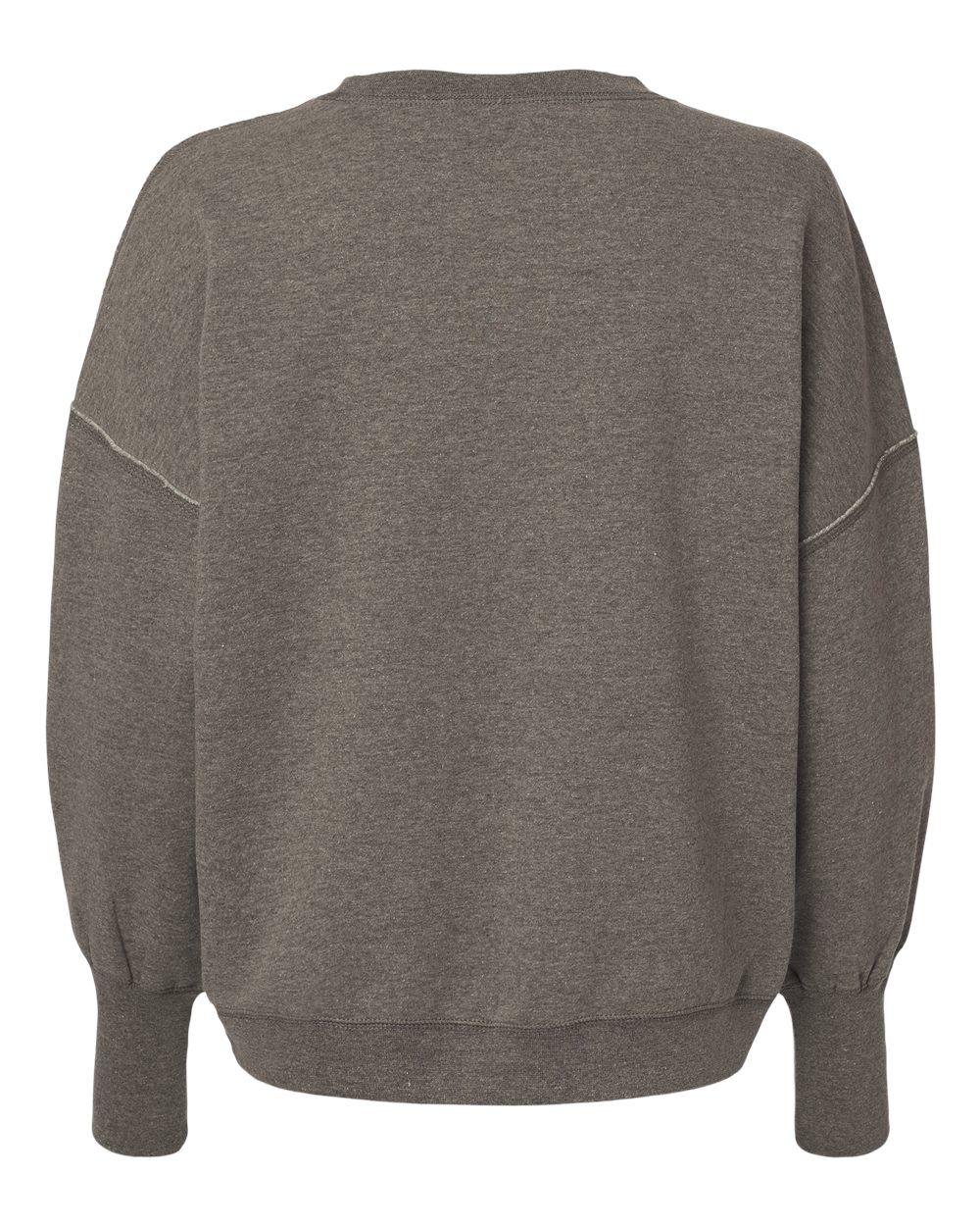 Rear View of Charcoal Women's Sueded Fleece Crewneck Sweatshirt - W22712