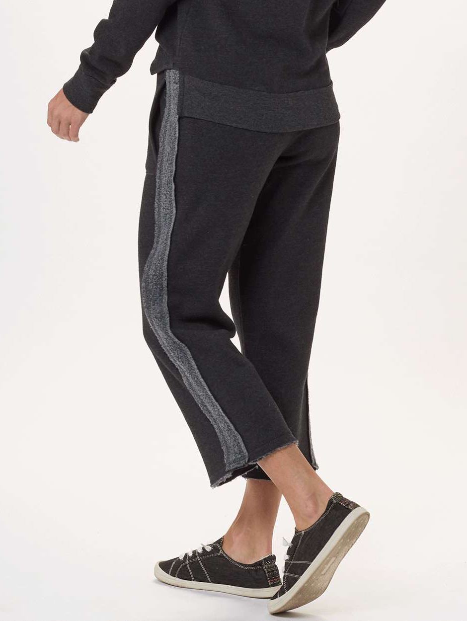 Rear View of Charcoal Women&#39;s Travel Crop Pants - BW6202