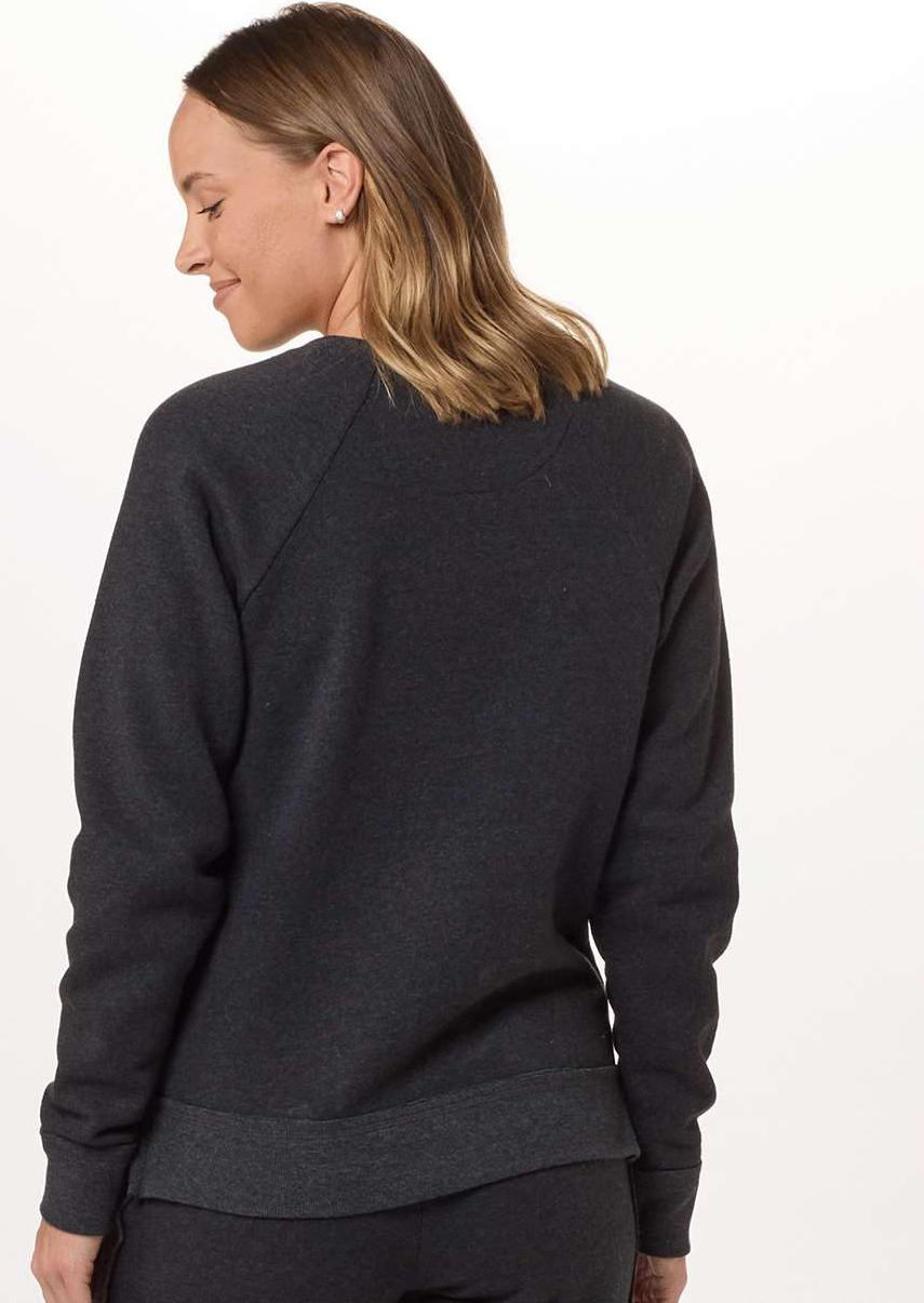 Rear View of Charcoal Women&#39;s Travel V-Neck Pullover - BW5402