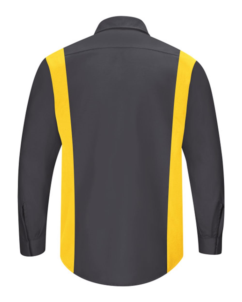 Front View of Charcoal/ Yellow Performance Plus Long Sleeve Shirt with OilBlok Technology - Tall Sizes - SY32T
