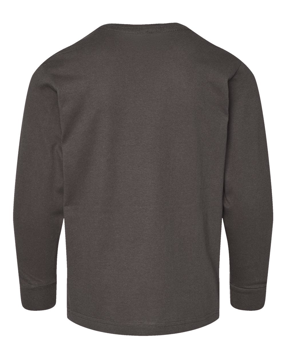 Front View of Charcoal Youth Fine Jersey Long Sleeve Tee - 6201