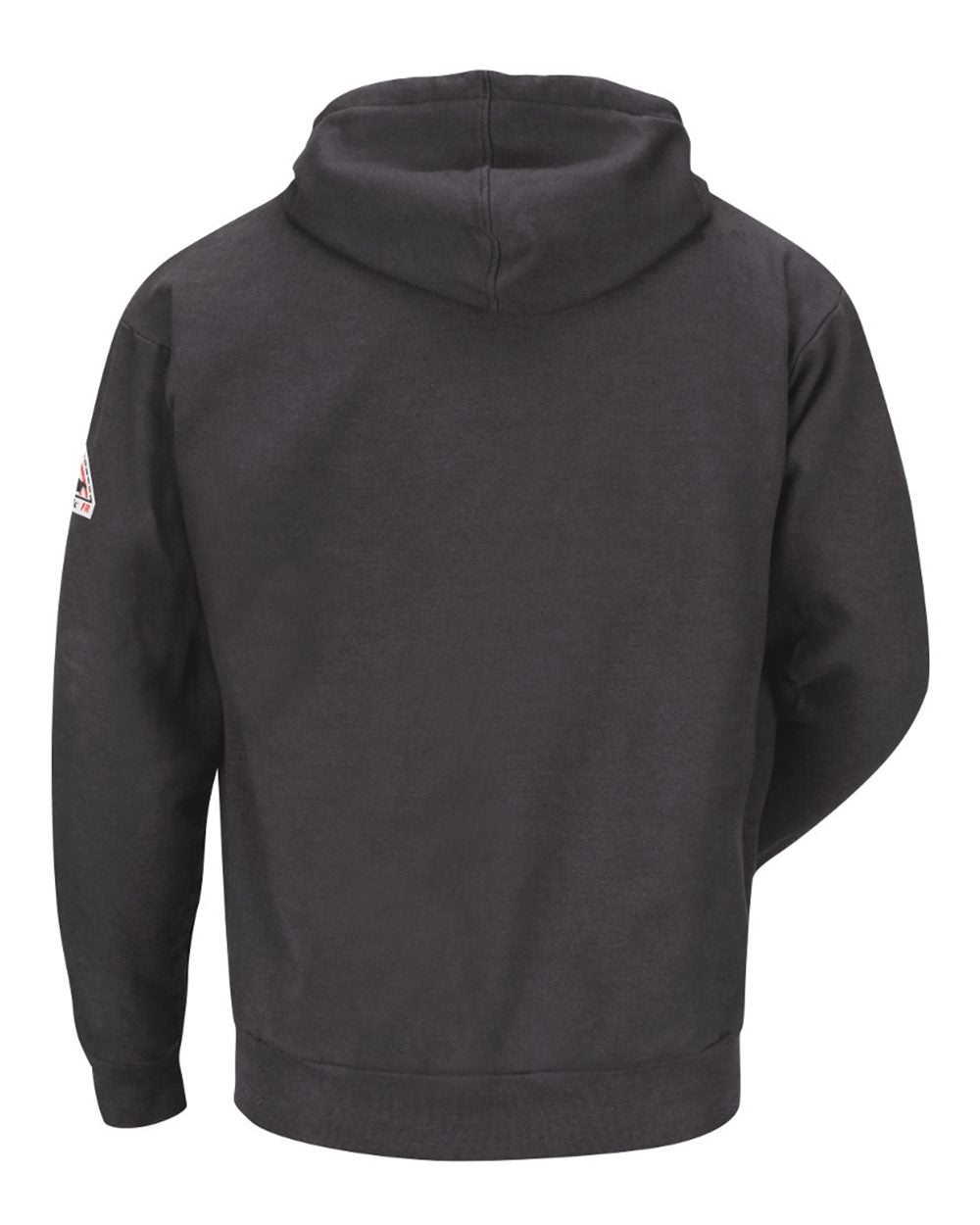 Rear View of Charcoal Zip-Front Hooded Sweatshirt - SEH4 plain