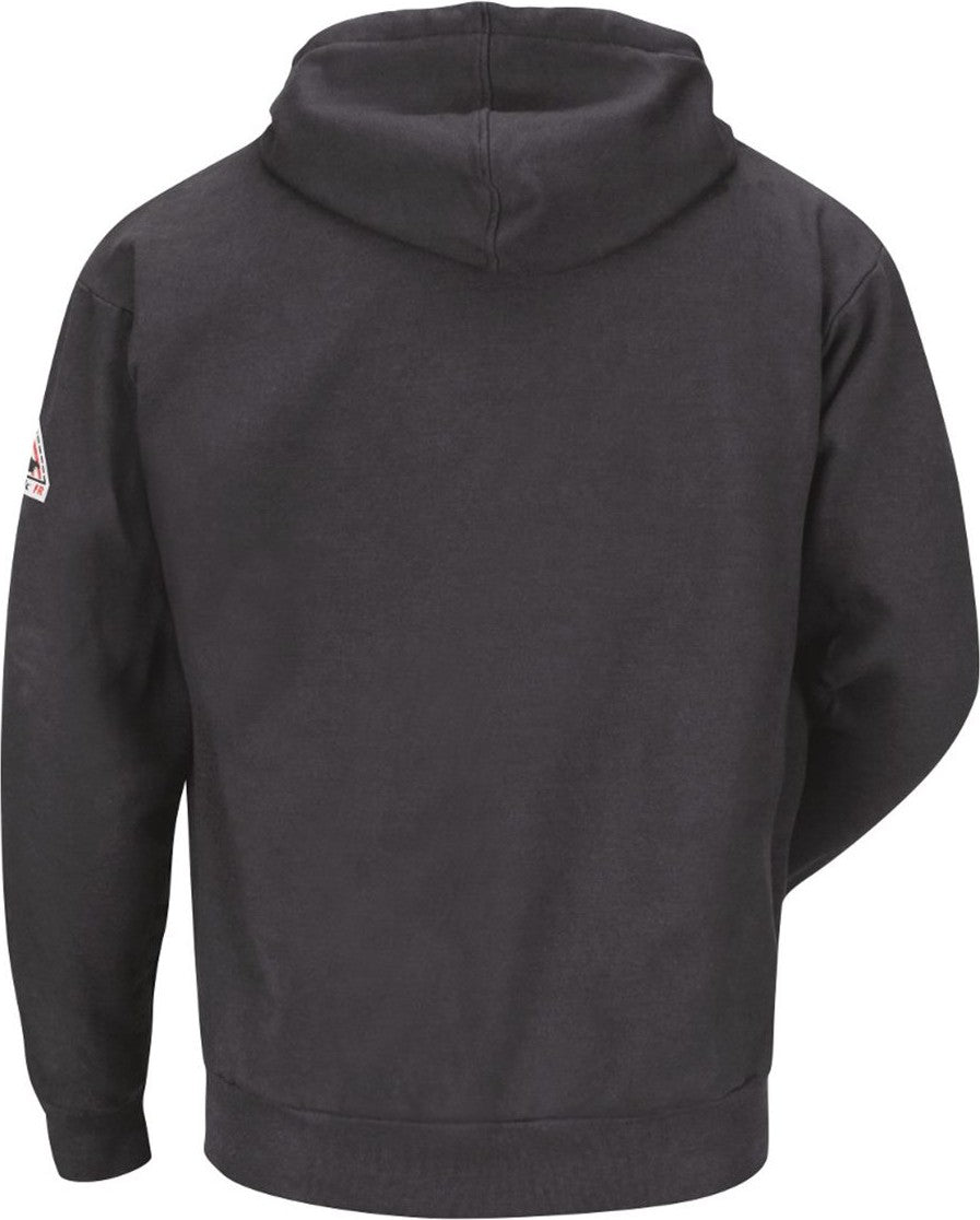 Rear View of Charcoal Zip-Front Hooded Sweatshirt - SEH4