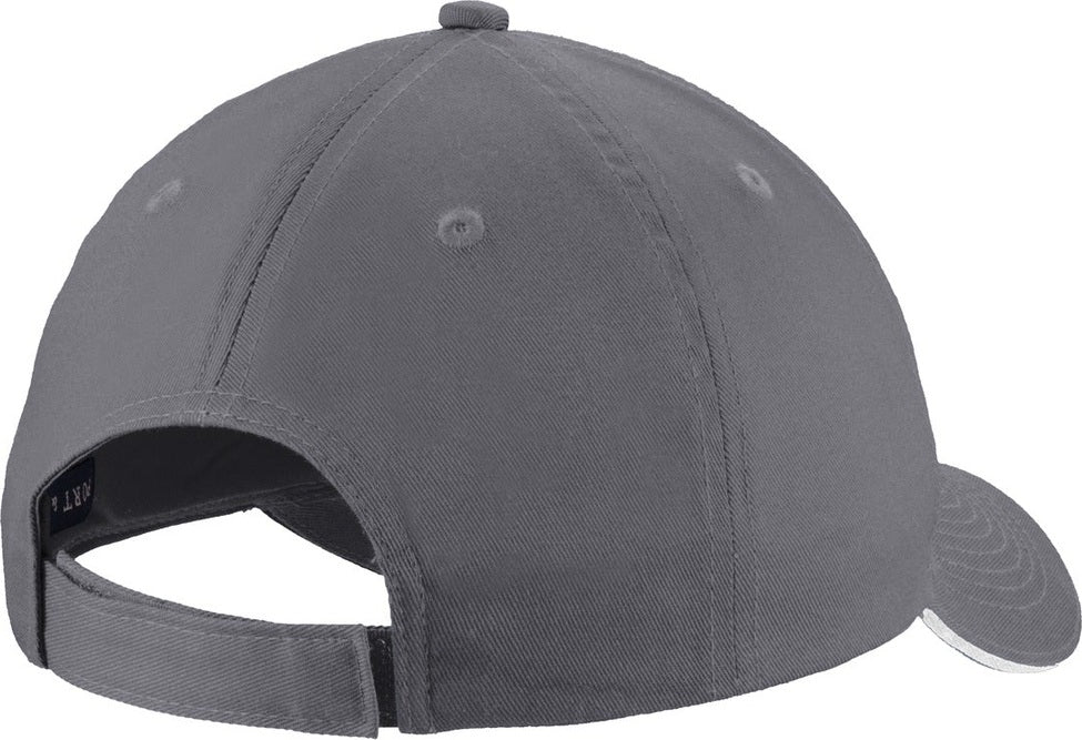 Charcoal/White Port Authority Unstructured Sandwich Bill Cap. C919