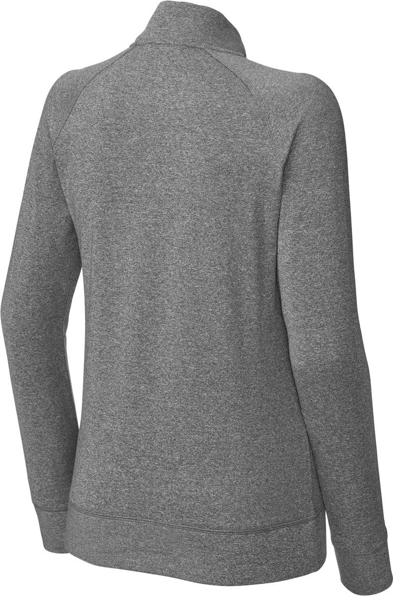 Front View of CharGreyHt Sport-Tek Women's Sport-Wick Stretch Full-Zip Cadet Jacket LST857