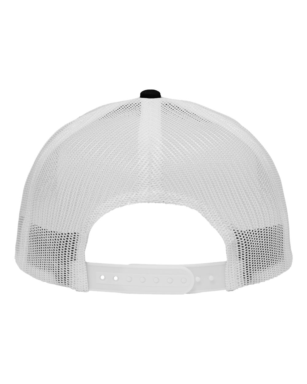 Front View of Chino Black/ White Traditional Lo-Pro Mesh Back Trucker Fit Cap - SP1450