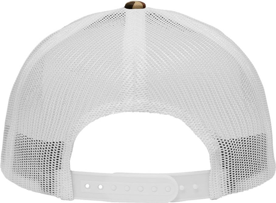 Front View of Chino Duck Camo/ White Traditional Lo-Pro Mesh Back Trucker Fit Cap - SP1450