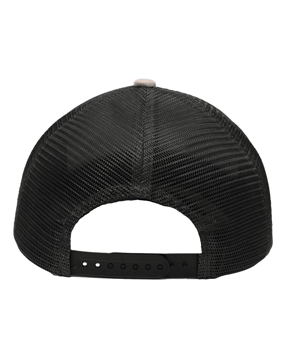 Front View of Chino Khaki/ Black Traditional Lo-Pro Mesh Back Trucker Fit Cap - SP1450