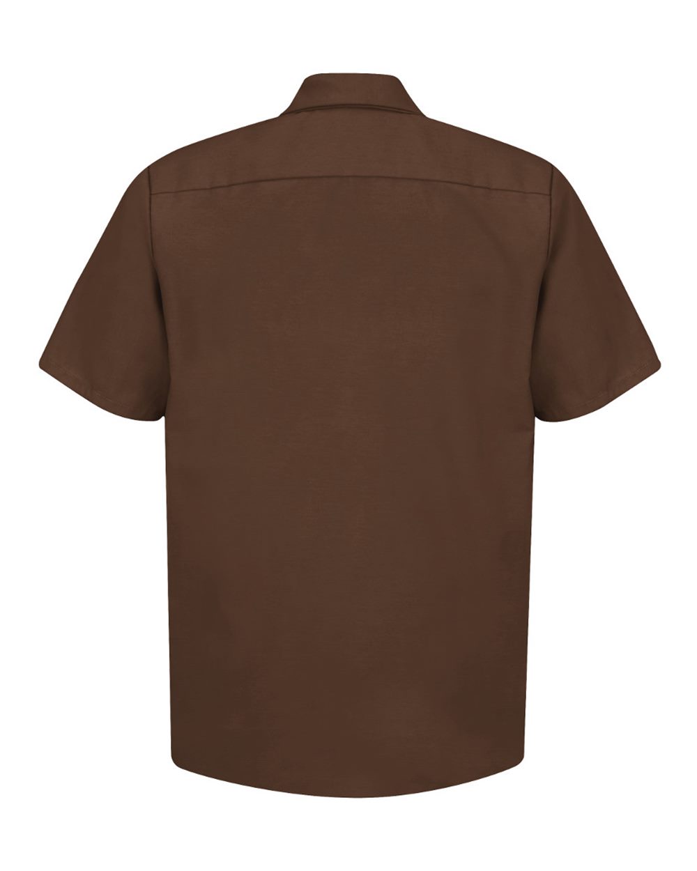 Front View of Chocolate Brown Industrial Short Sleeve Work Shirt - SP24