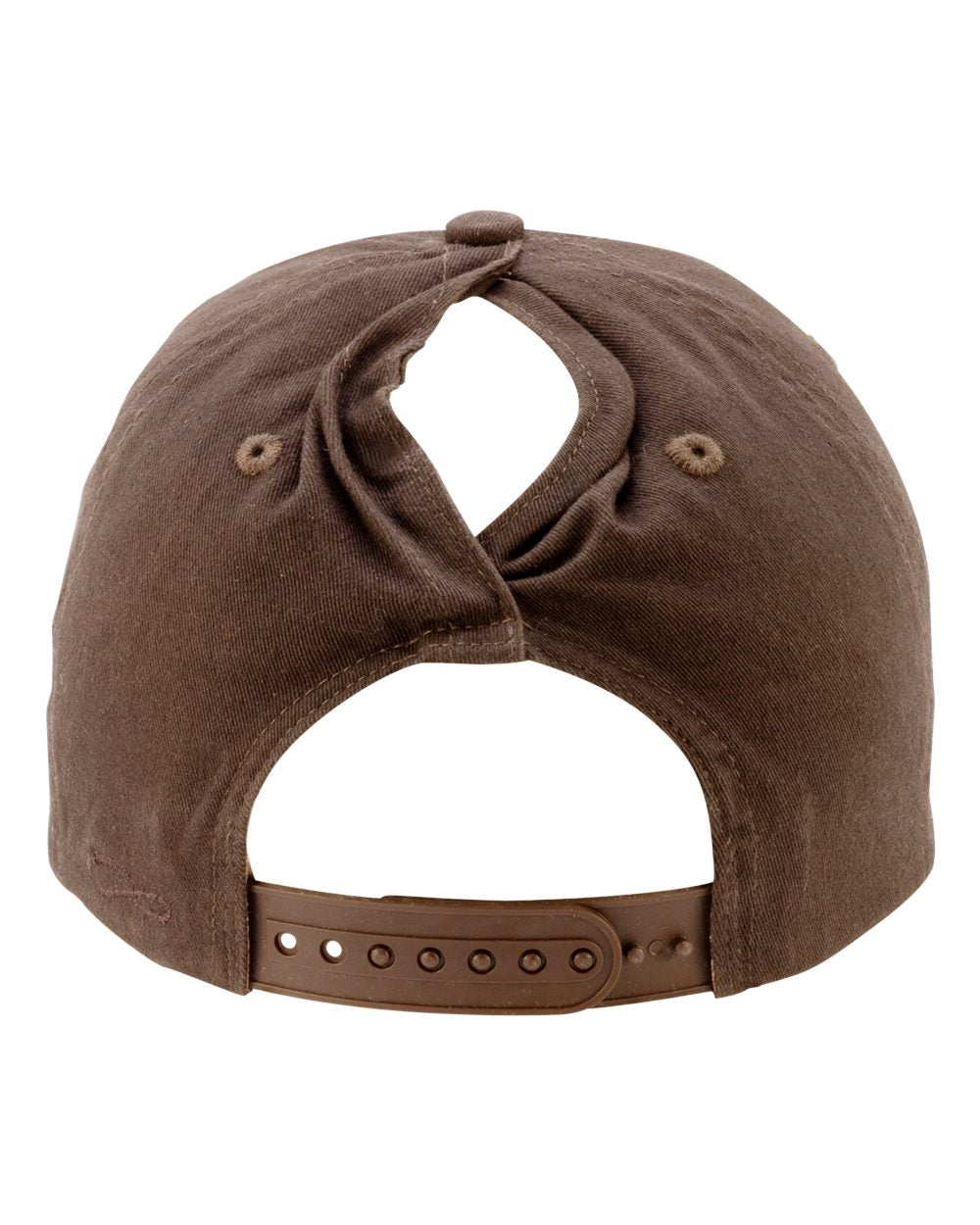 Rear View of Chocolate/ Fawn Women's Washed 5-Panel with Rope - MAYA