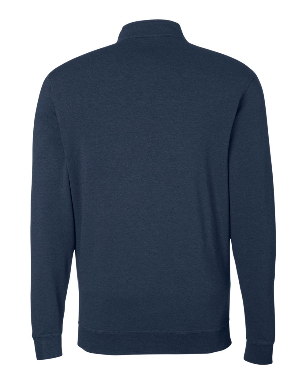 Rear View of Classic Navy Cloud French Terry Quarter-Zip Pullover - TM616