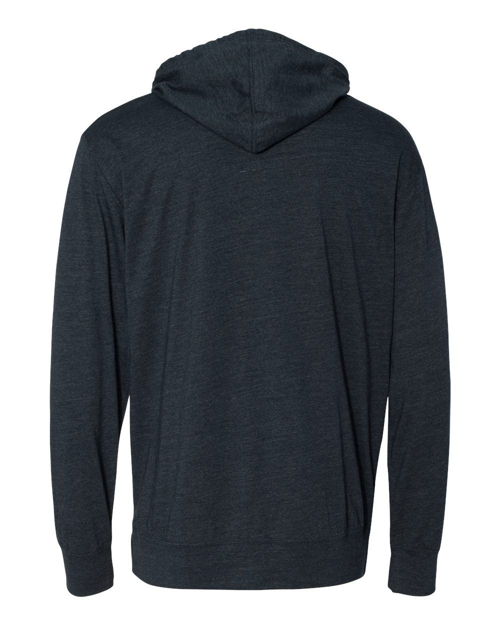 Rear View of Classic Navy Heather Lightweight Hooded Pullover T-Shirt - SS150J