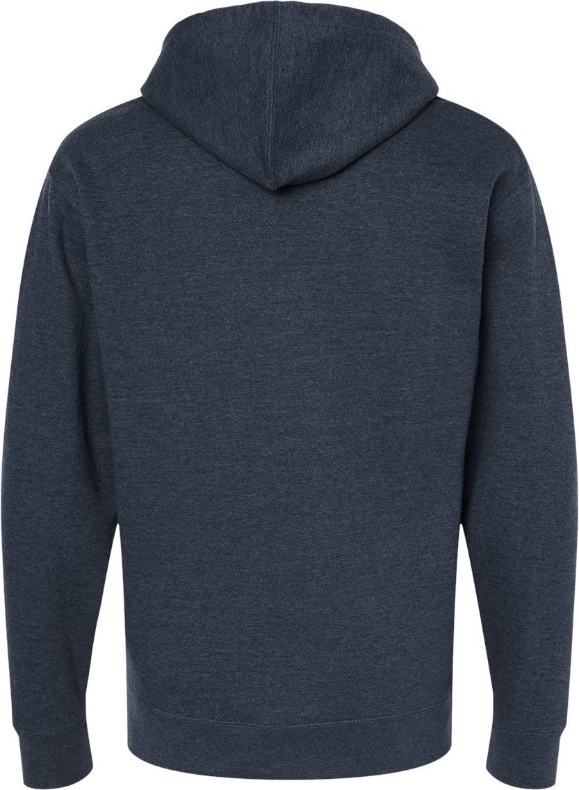 Front View of Classic Navy Heather Midweight Full-Zip Hooded Sweatshirt - SS4500Z