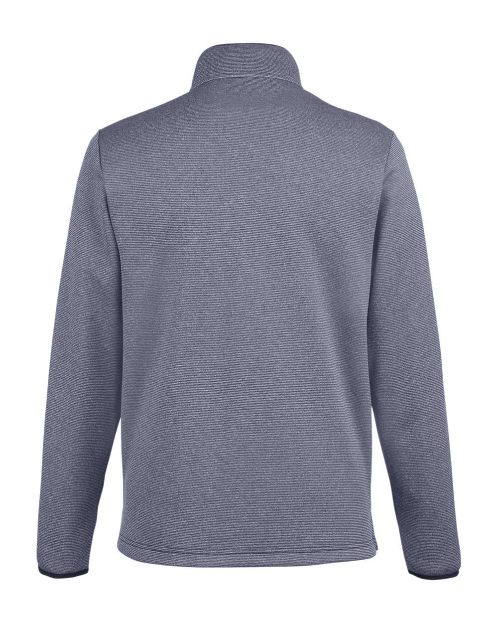 Front View of Classic Navy/ White Men's Venture Heathered Stripe Quarter-Zip Pullover - CE73