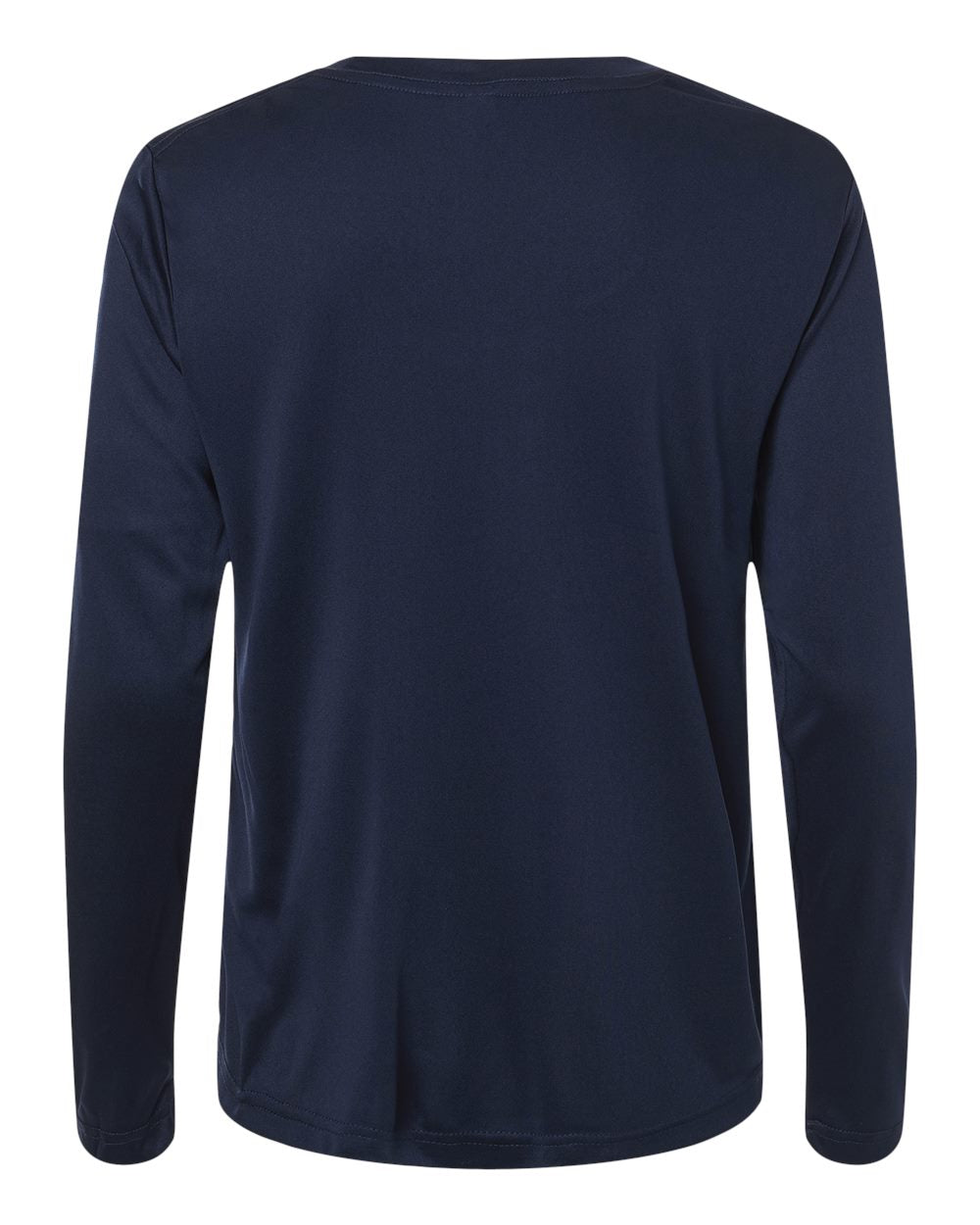Rear View of Classic Navy Women's Capital Performance Long Sleeve T-Shirt - CE10LW plain
