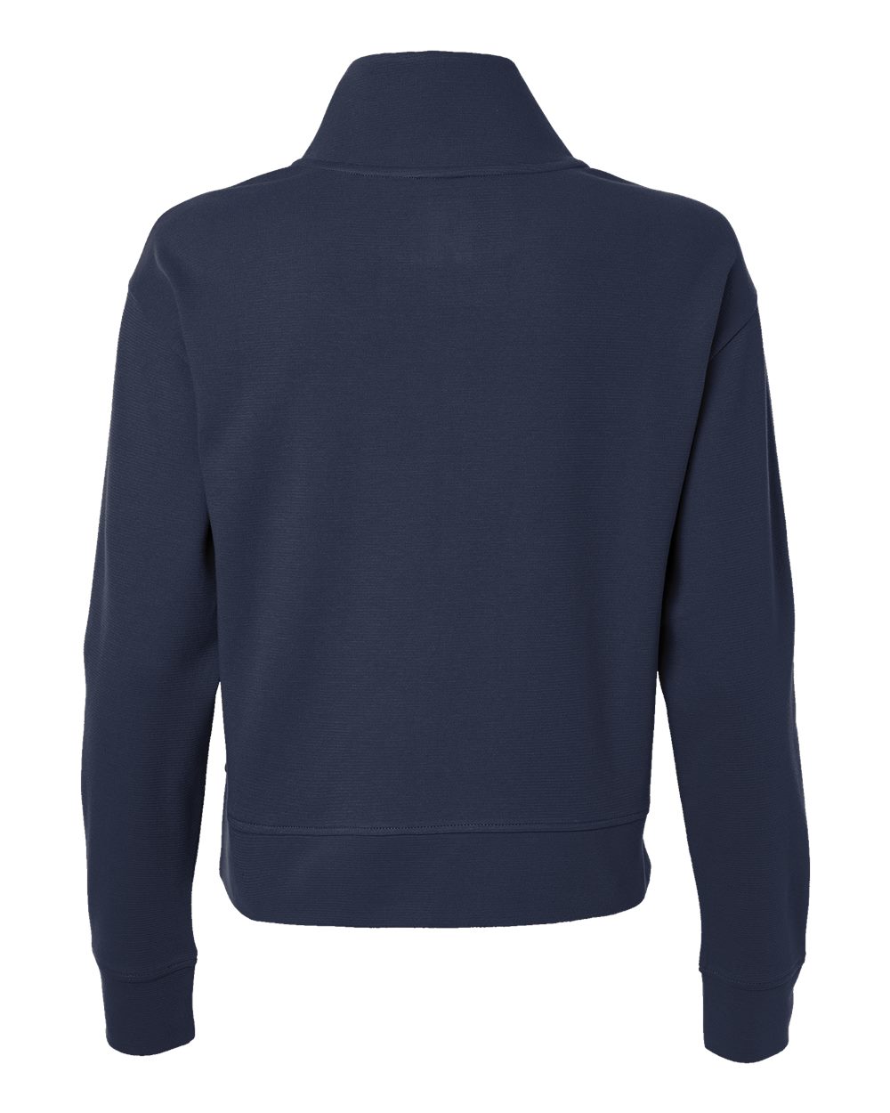 Rear View of Classic Navy Women's Mantra Half-Zip Ottoman Pullover - NE220W plain