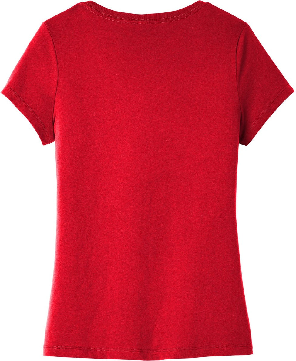 Front View of Classic Red District Women's Very Important Tee V-Neck. DT6503