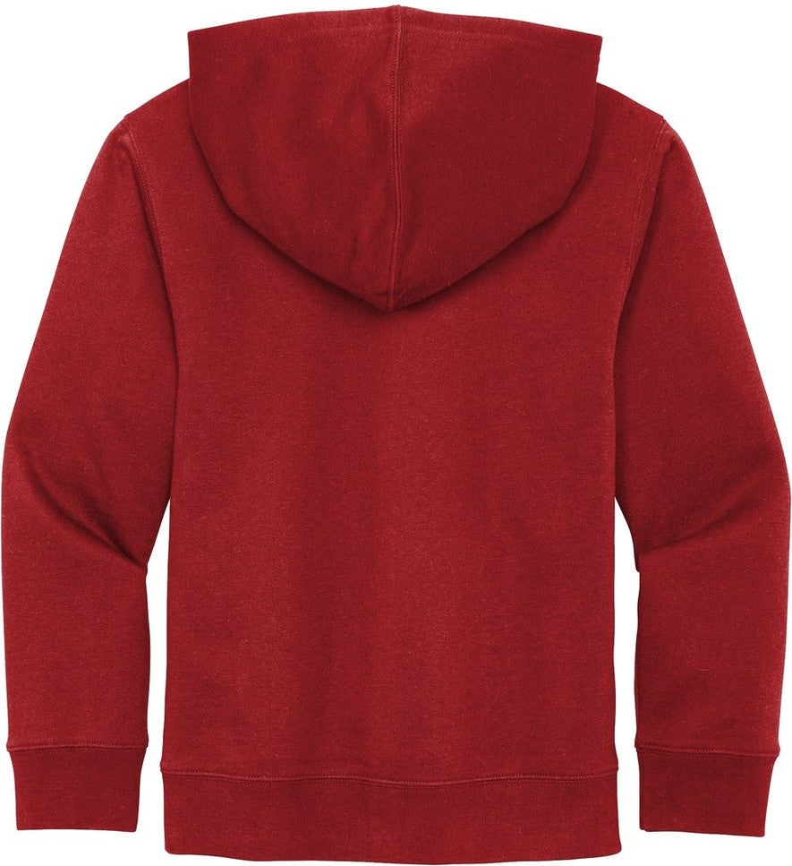 Rear View of Classic Red District Youth V.I.T. Fleece Hoodie DT6100Y