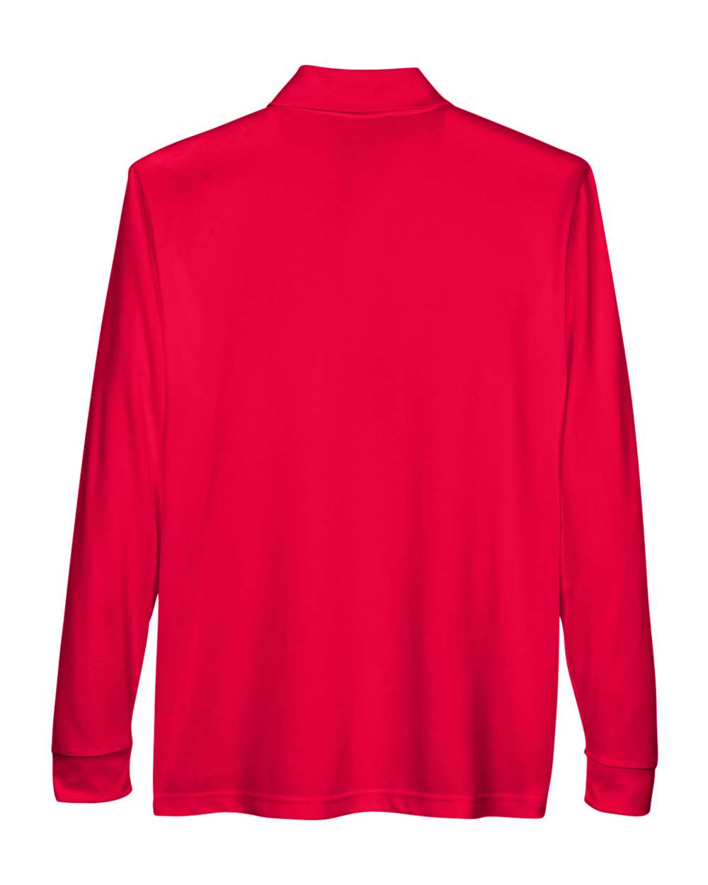 Front View of Classic Red Men's Pinnacle Performance Long Sleeve Piqué Polo with Pocket - 88192P