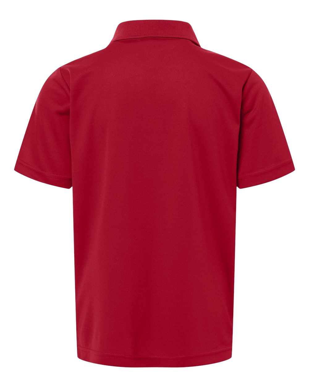 Rear View of Classic Red Youth Nova Performance Pique Polo - CE108Y plain