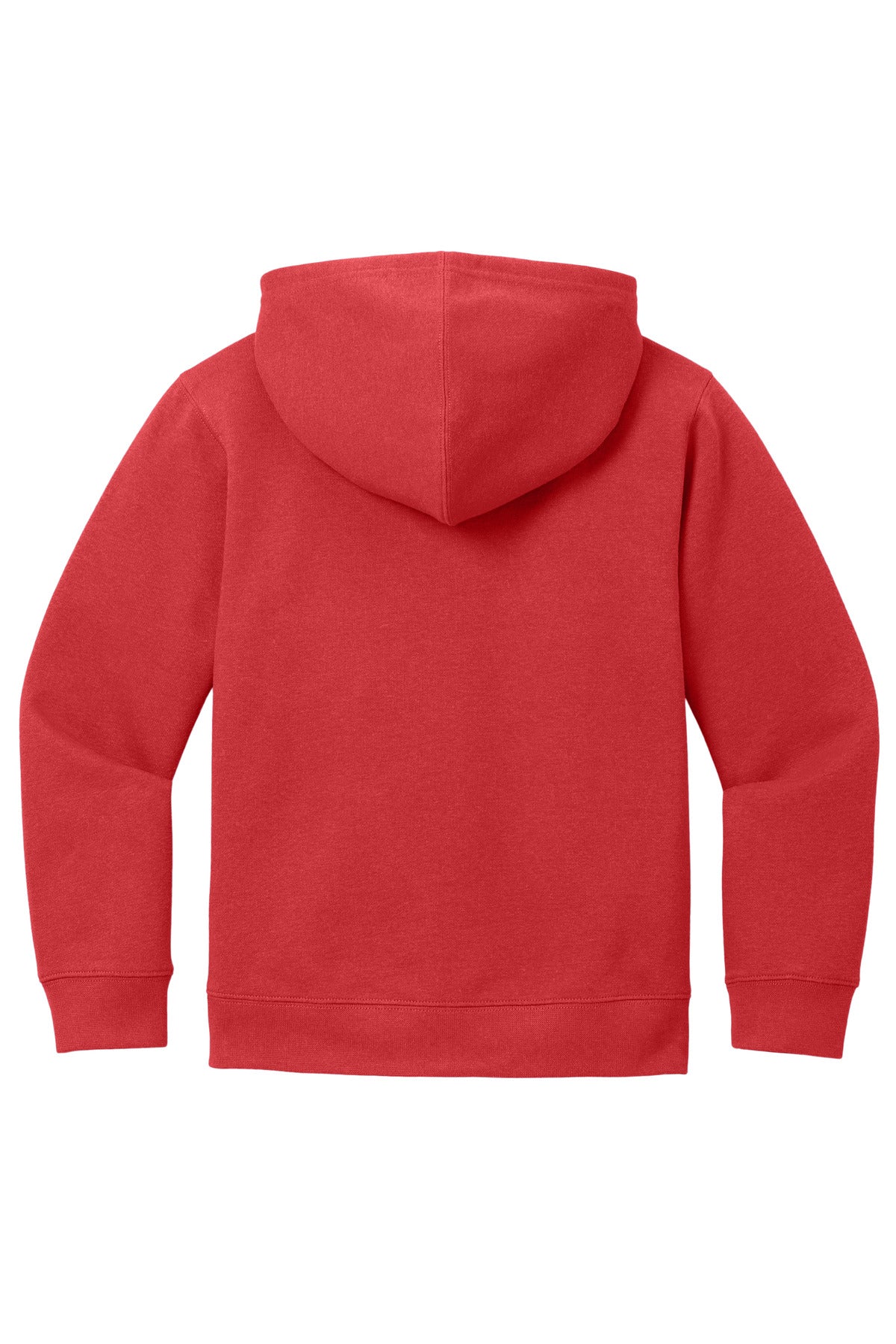 Rear View of ClassicRed District Youth V.I.T. Fleece Full-Zip Hoodie DT6102Y