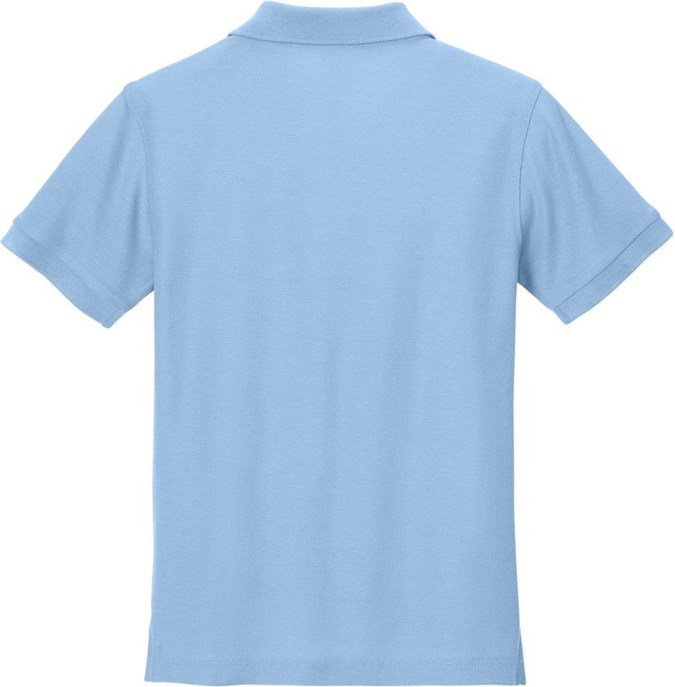 Front View of CloudBlue Port Authority Youth Wearever Signature Pique Polo Y200