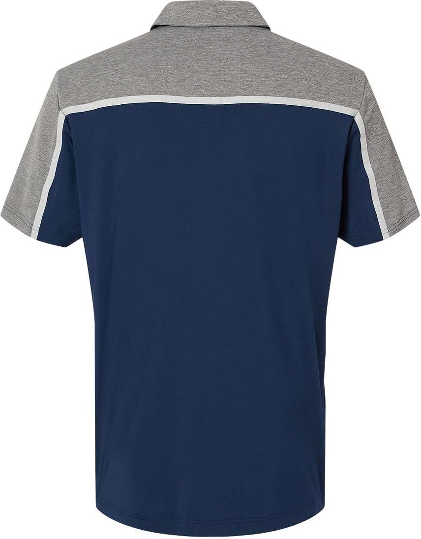 Front View of Collegiate Navy/ Grey Two/ Grey Five Melange Ultimate Colorblocked Polo - A512