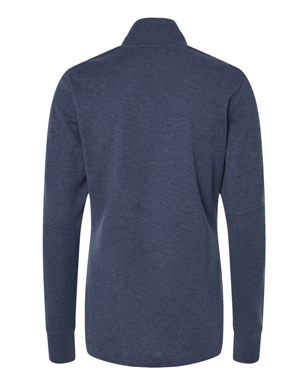 Front View of Collegiate Navy Melange Women's 3-Stripes Quarter-Zip Sweater - A555