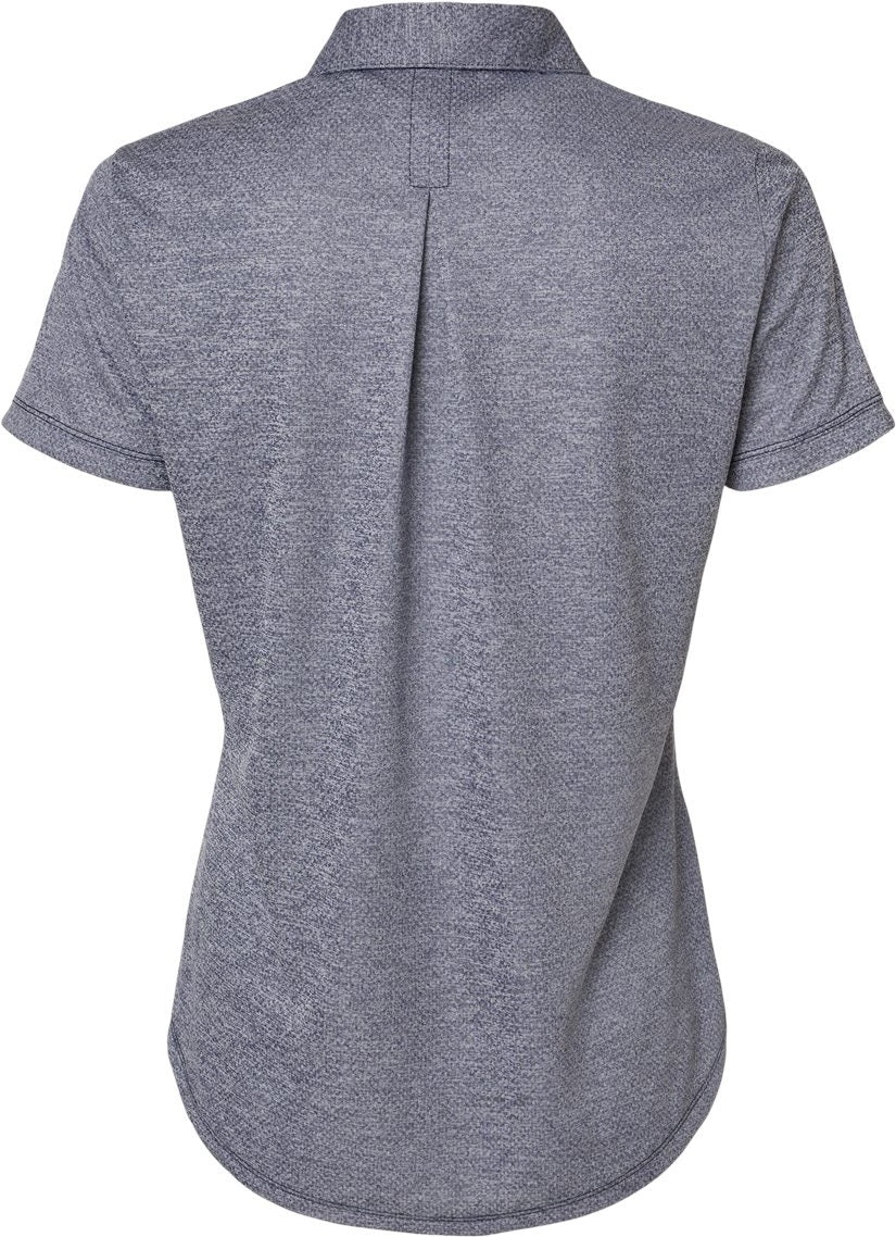 Front View of Collegiate Navy Melange Women's Space Dyed Polo - A592