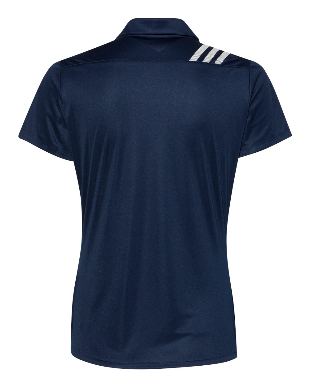 Front View of Collegiate Navy/ White Women's 3-Stripes Shoulder Polo - A325
