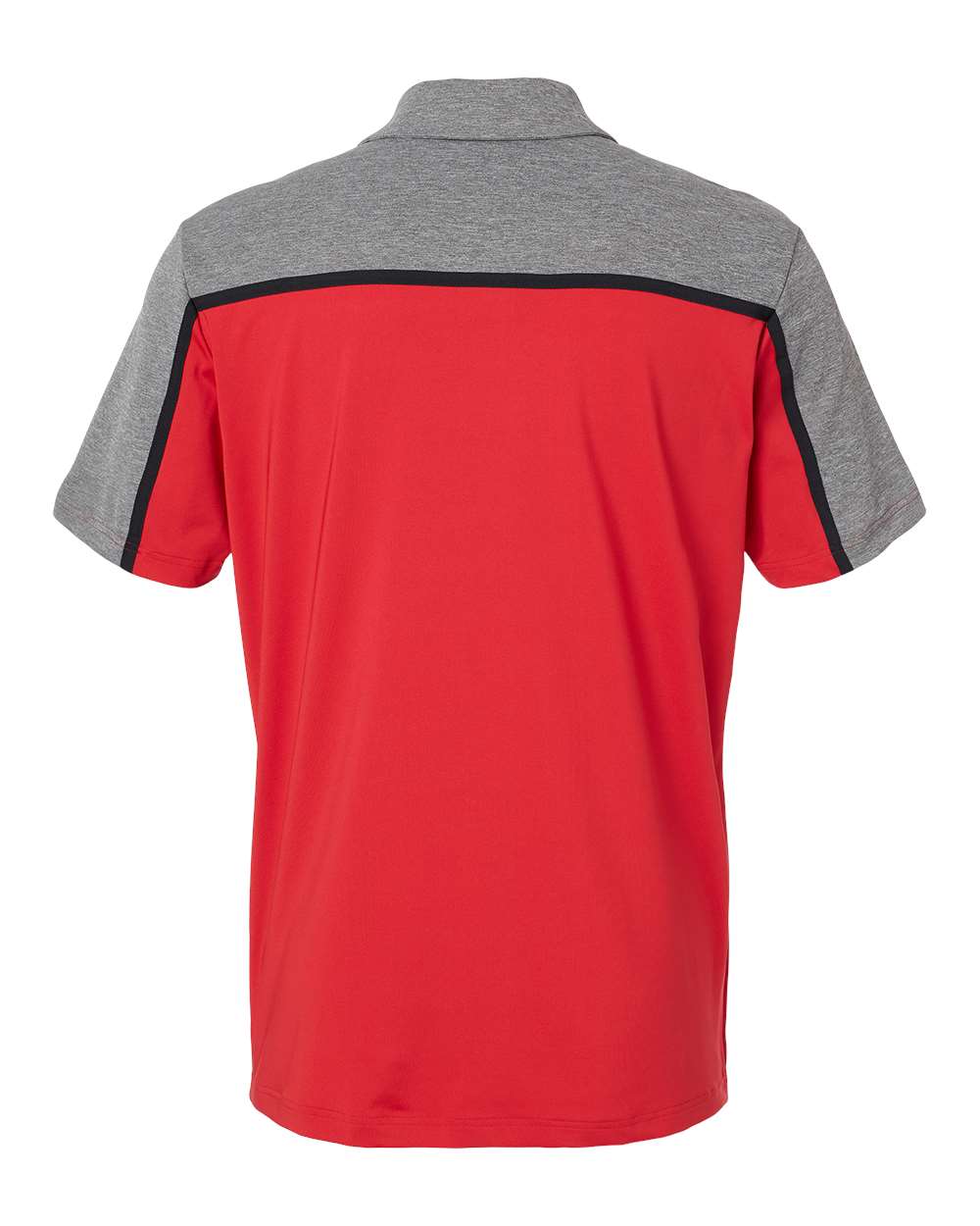 Front View of Collegiate Red/ Black/ Grey Five Melange Ultimate Colorblocked Polo - A512