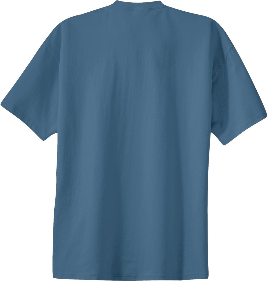 Rear View of Colonial Blue Port & Co Essential Tee. PC61