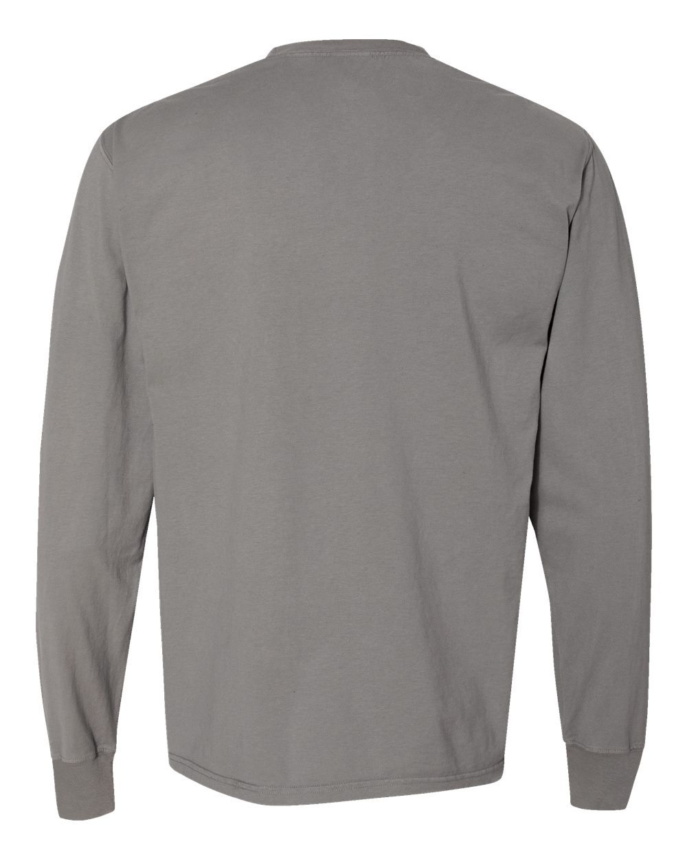 Front View of Concrete Grey Garment-Dyed Long Sleeve T-Shirt - GDH200