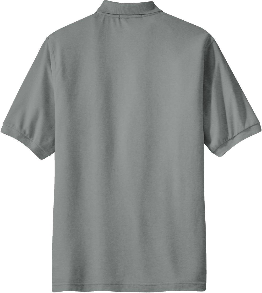 Front View of Cool Grey Port Authority Silk Touch Polo with Pocket. K500P