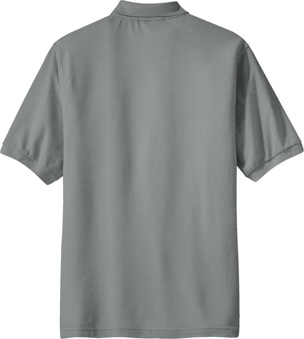 Front View of Cool Grey Port Authority Tall Silk Touch Polo with Pocket. TLK500P