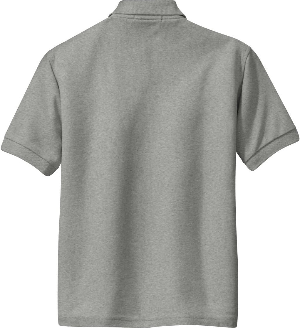 Front View of Cool Grey Port Authority Youth Silk Touch Polo. Y500