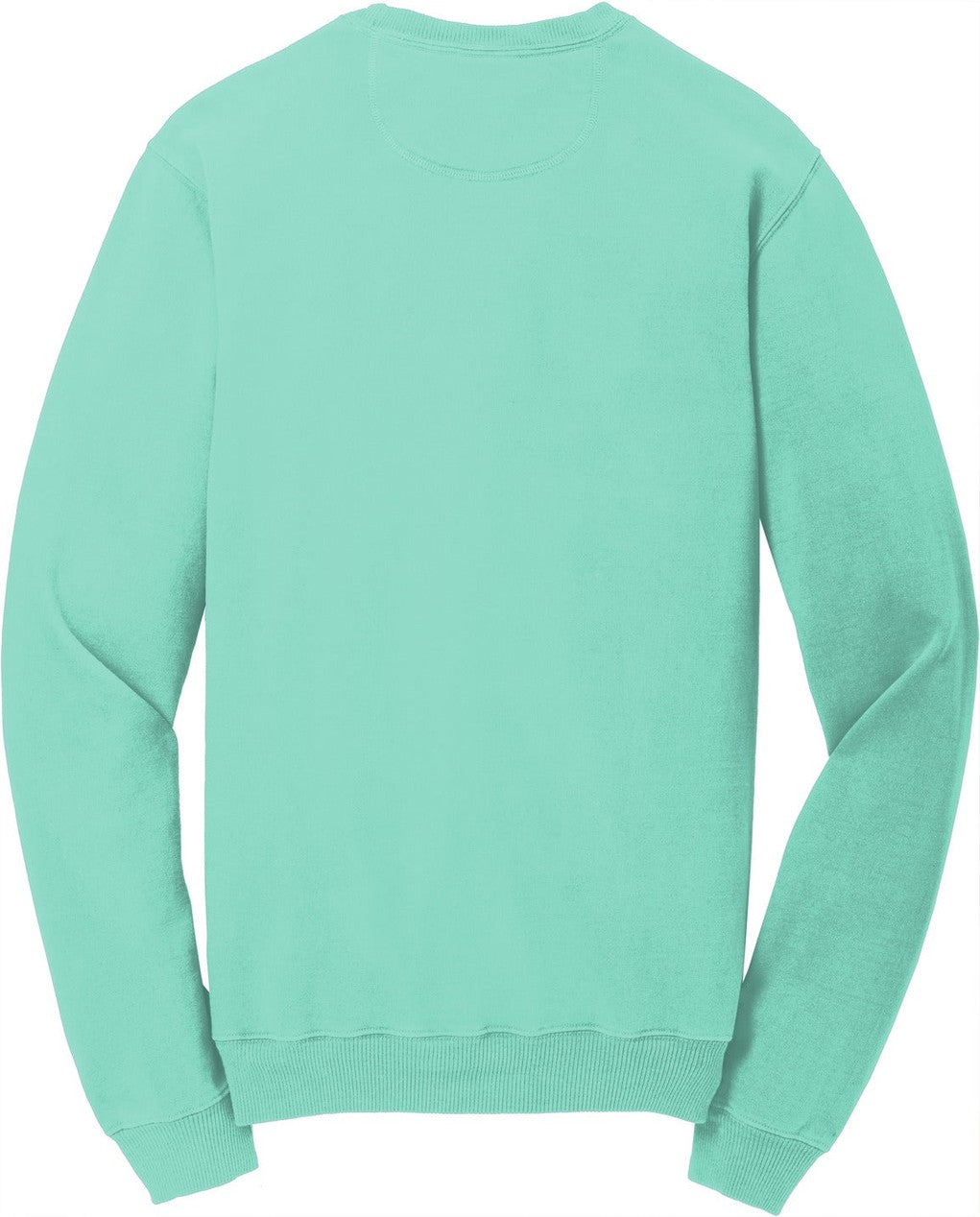 Rear View of CoolMint Port & Co Beach Wash Garment-Dyed Crewneck Sweatshirt PC098