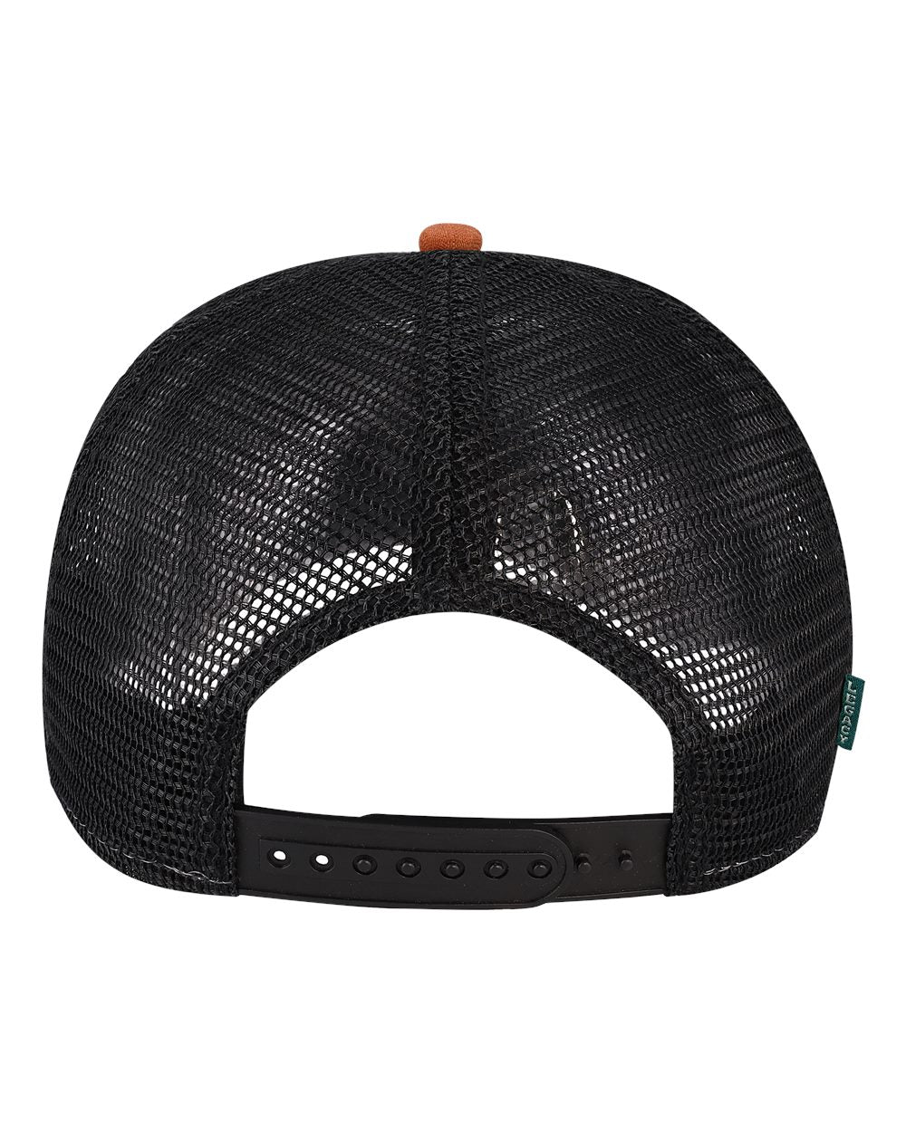 Front View of Copper Slub/ Black Five-Panel Trucker Cap - ROADIE