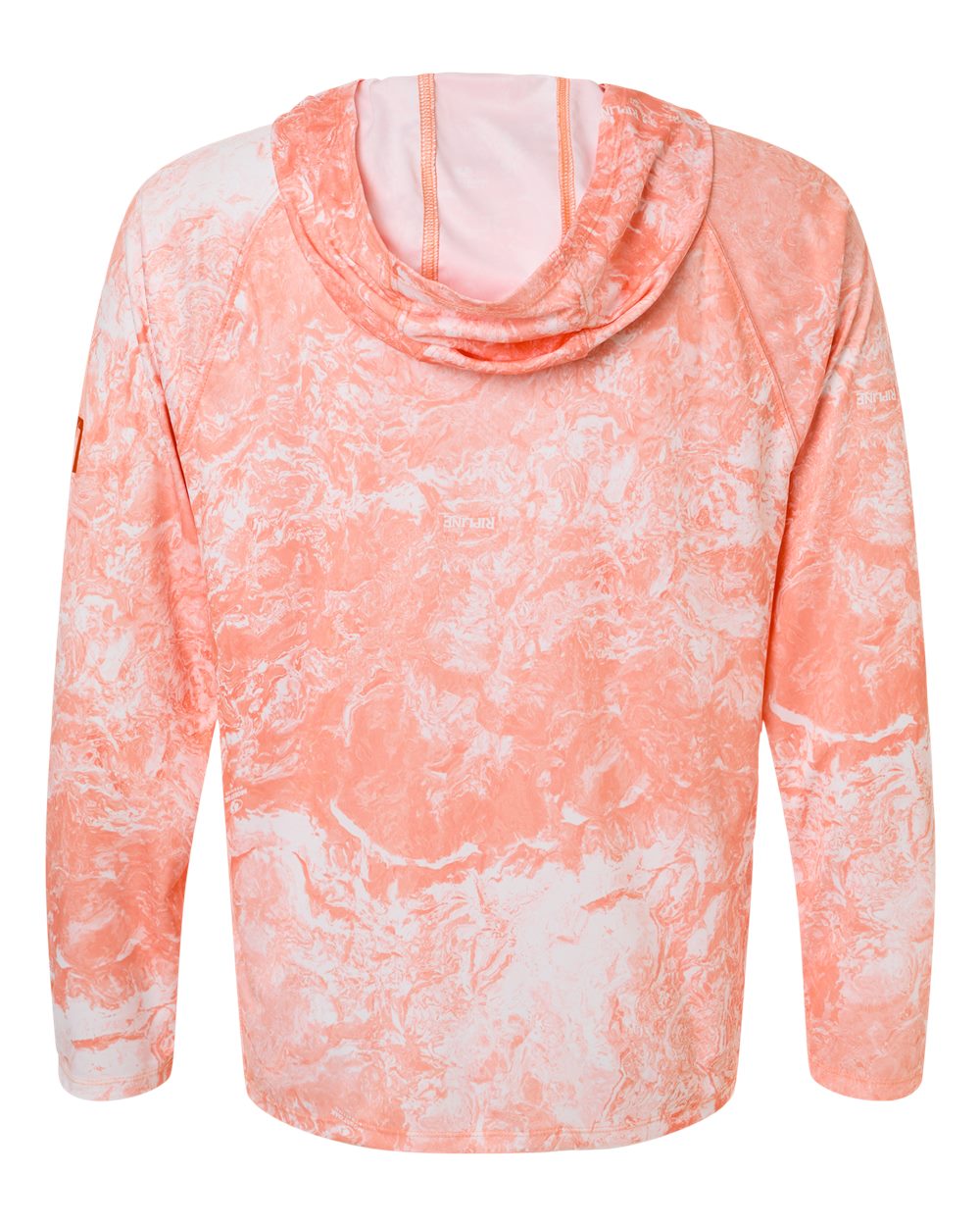 Rear View of Coral Reef Men's Pursuit Mossy Oak Printed Hooded Long Sleeve T-Shirt - H12L0047 plain