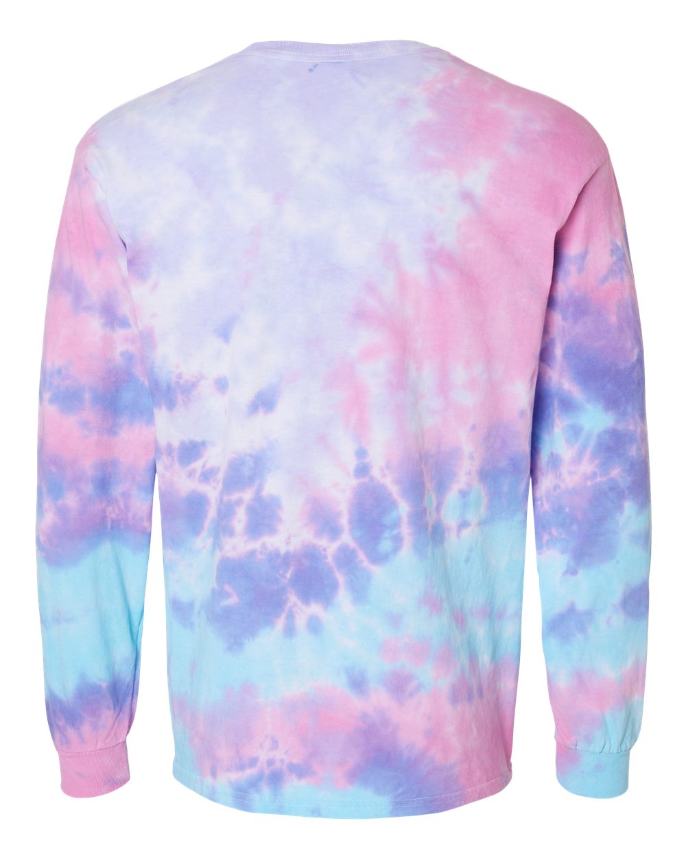 Front View of Cotton Candy Tie-Dyed Long Sleeve T-Shirt - 2000