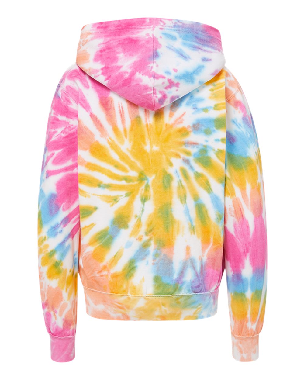 Front View of Cotton Candy Youth Classic Fleece Tie-Dyed Hooded Sweatshirt - 128Y