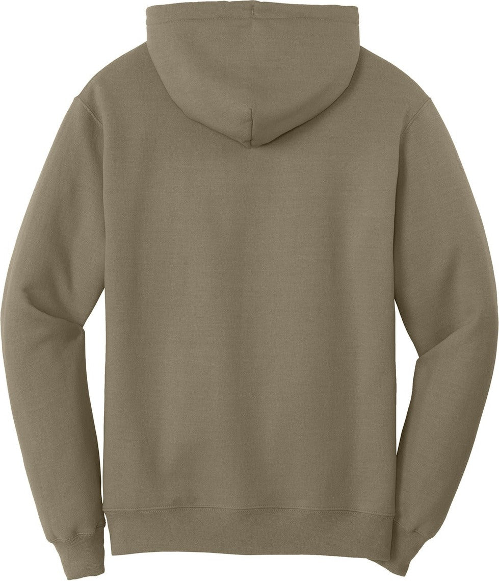 Rear View of Coyote Brown Port & Co Core Fleece Pullover Hooded Sweatshirt. PC78H