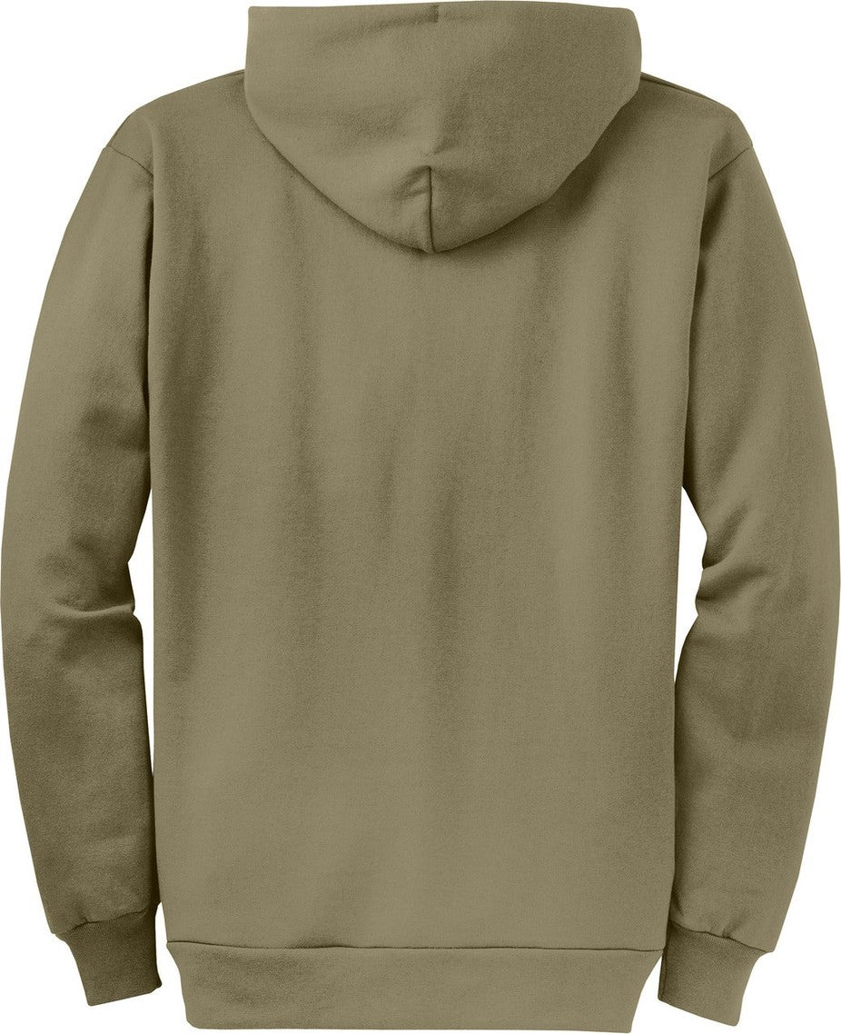 Front View of CoyoteBrn Port & Co Core Fleece Full-Zip Hooded Sweatshirt. PC78ZH