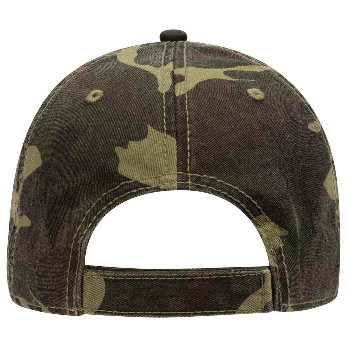 Rear View of CP001 - Camo 001 OTTO CAP Camouflage 6 Panel Low Profile Baseball Cap