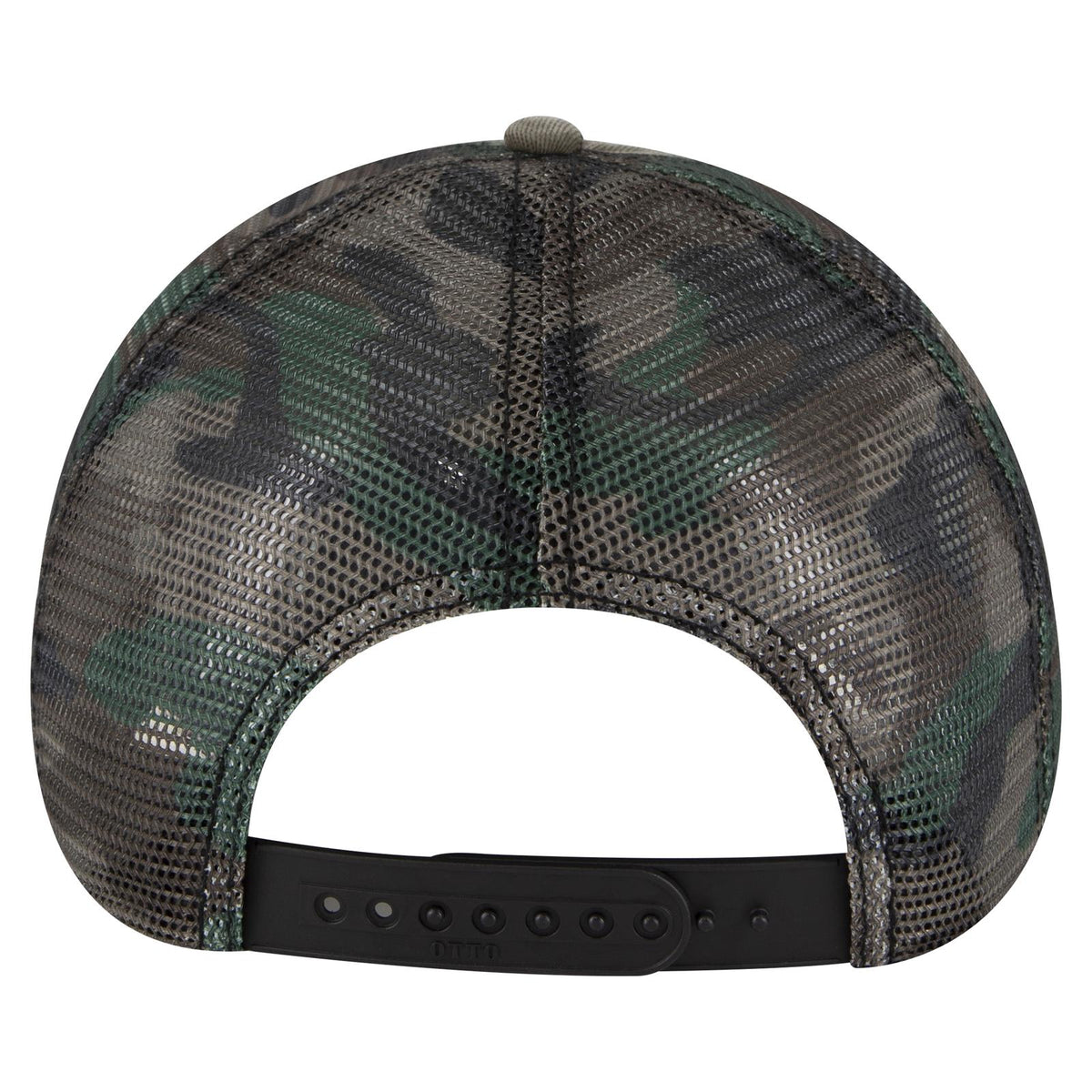 Rear View of CP004 - Camo 004 OTTO CAP 6 Panel Low Profile Mesh Back Trucker Dad Hat