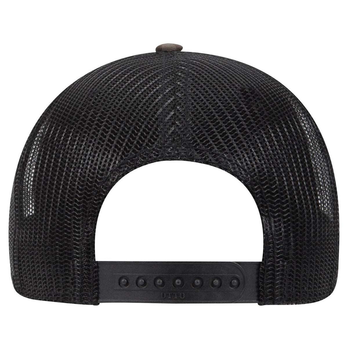 Rear View of CP00403 - Camo/BlackMesh OTTO CAP Camouflage 6 Panel Low Profile Mesh Back Trucker Hat