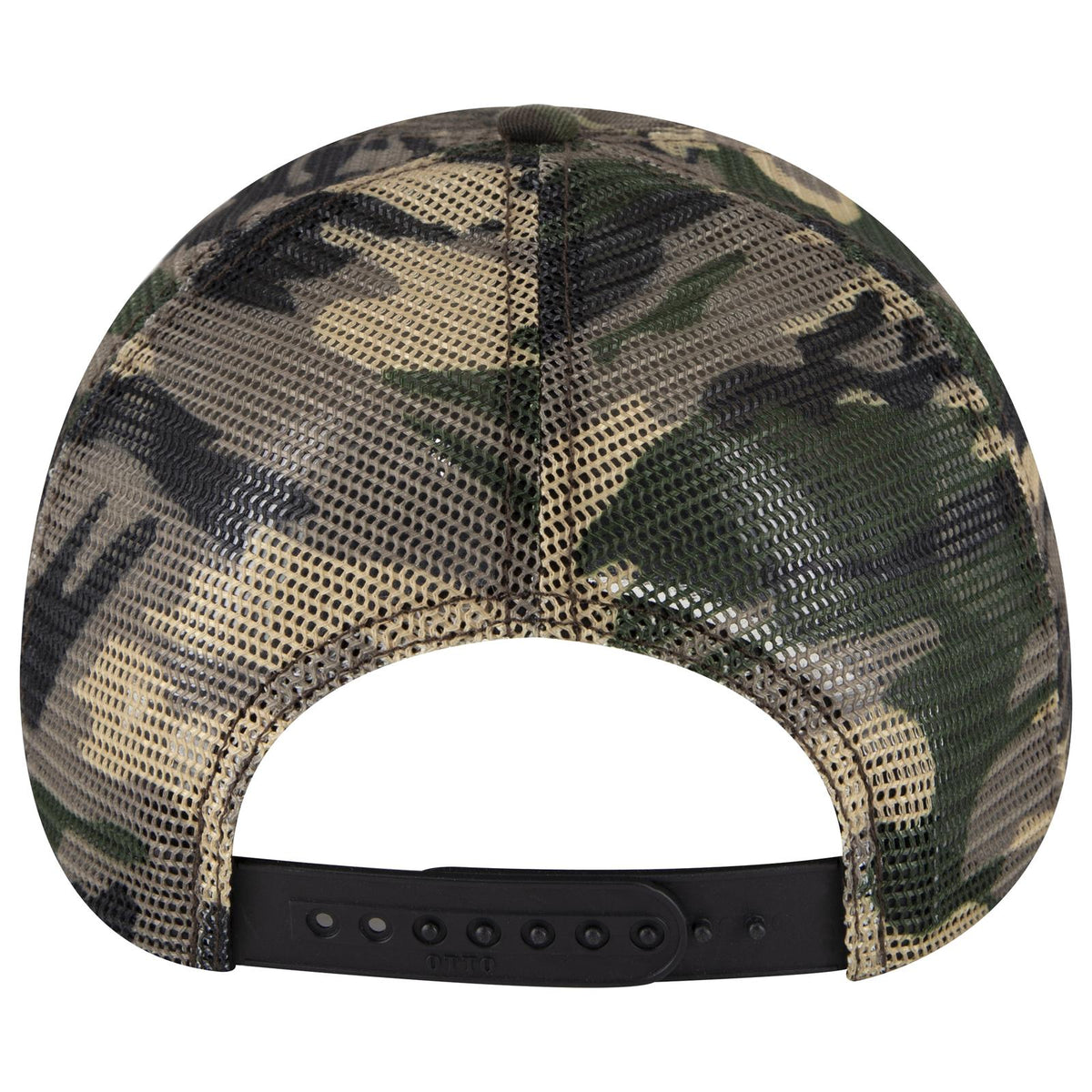 Rear View of CP008 - Camo 008 OTTO CAP 6 Panel Low Profile Mesh Back Trucker Dad Hat