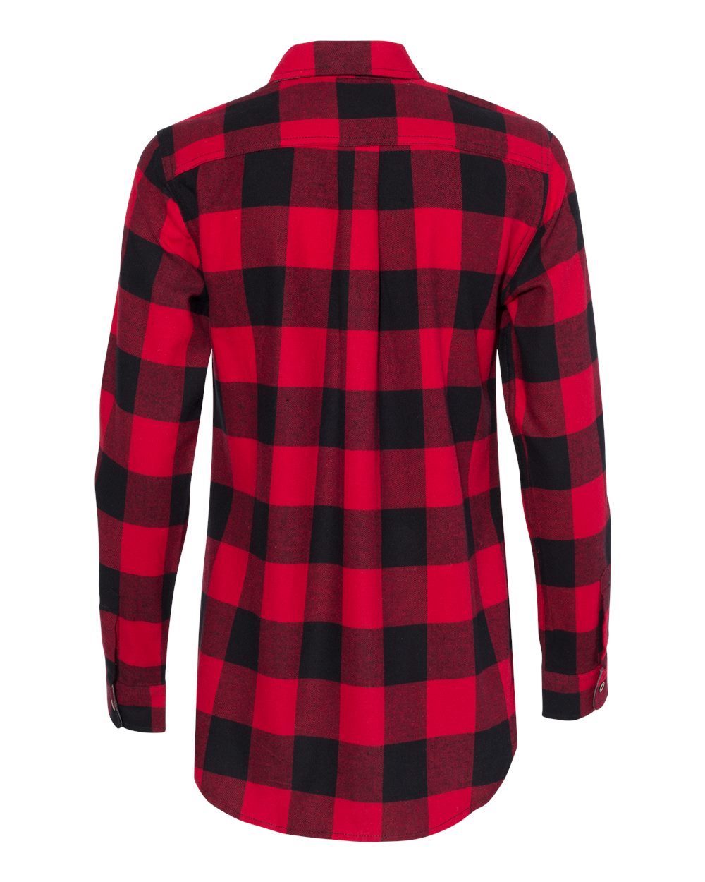 Rear View of Crimson/ Black Women&#39;s Vintage Brushed Flannel Shirt - W164761