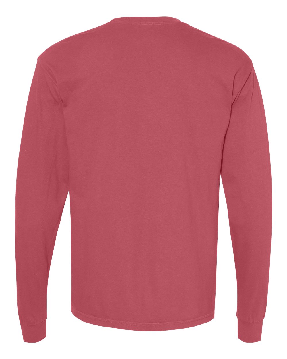 Front View of Crimson Garment-Dyed Heavyweight Long Sleeve T-Shirt - 6014