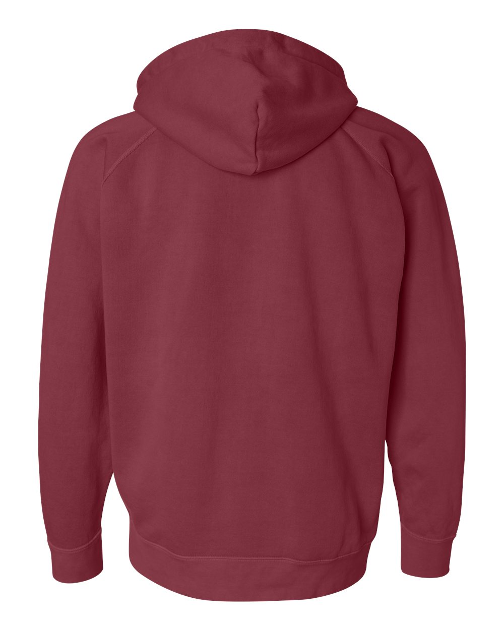 Rear View of Crimson Garment Dyed Hooded Sweatshirt - 1565
